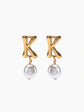 Gold Pearl Letter Earrings