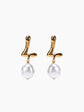 Gold Pearl Letter Earrings