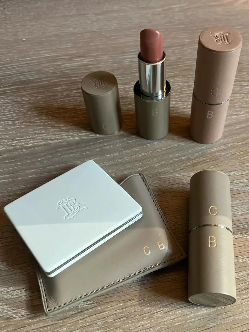 Beige Leather Lipstick Case