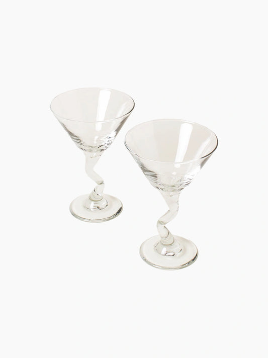 Curved Stem Cocktail Glasses Set of 2