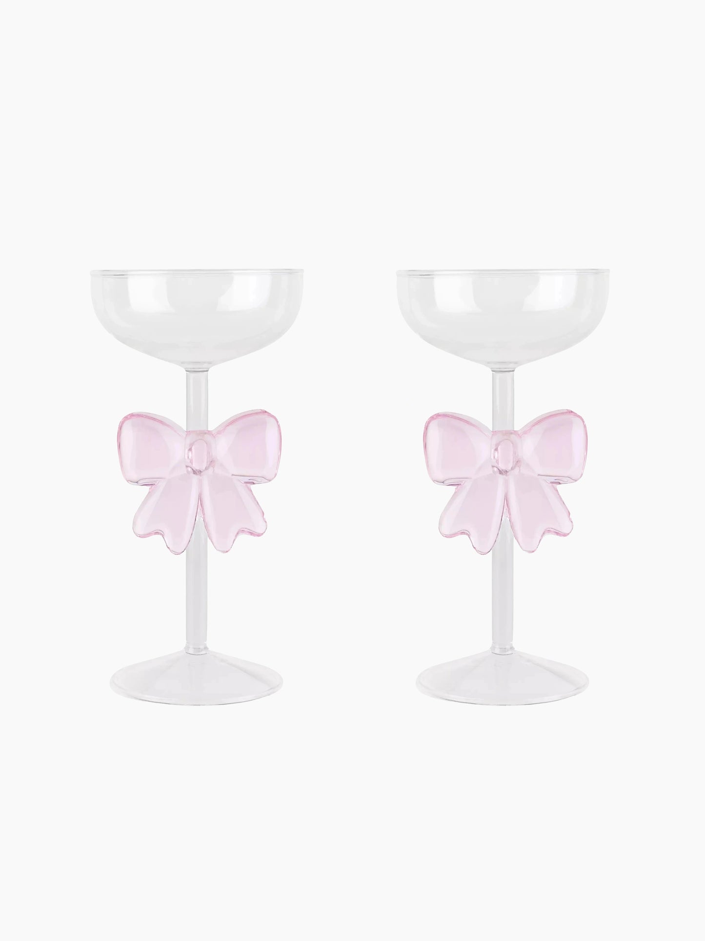 Pink Bow Cocktail Glass Set of 2