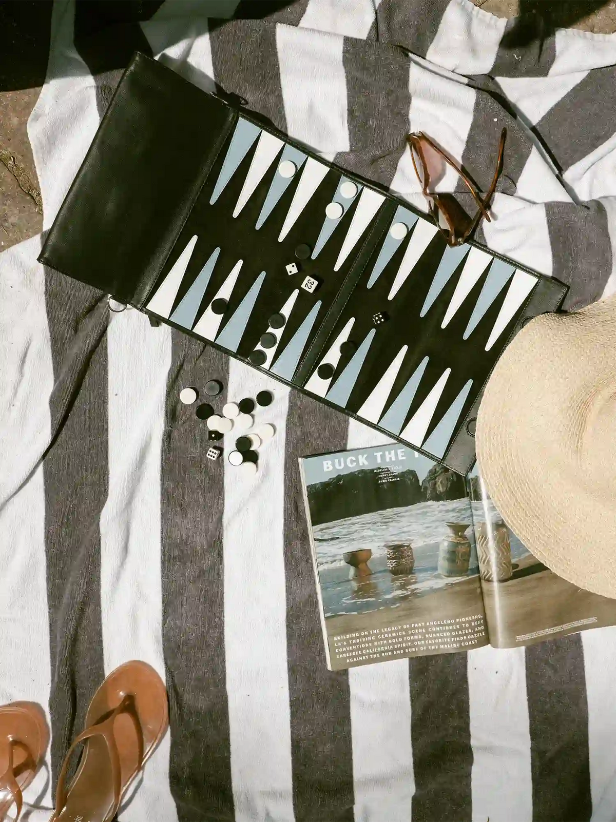 Black Travel Backgammon Bag
