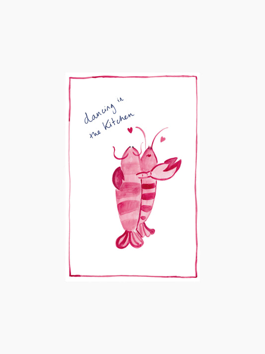 Dancing Lobsters Tea Towel