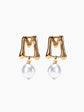 Gold Pearl Letter Earrings