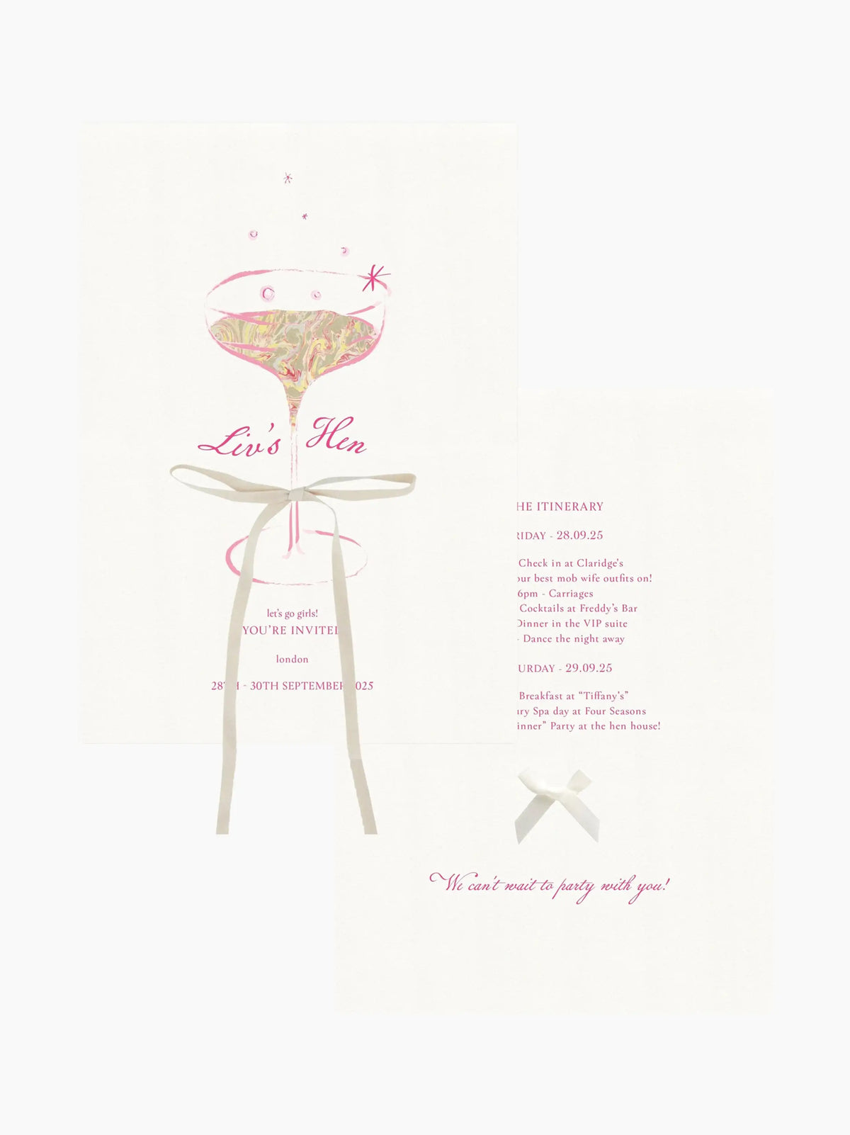 Pink Hen Party Invite Card