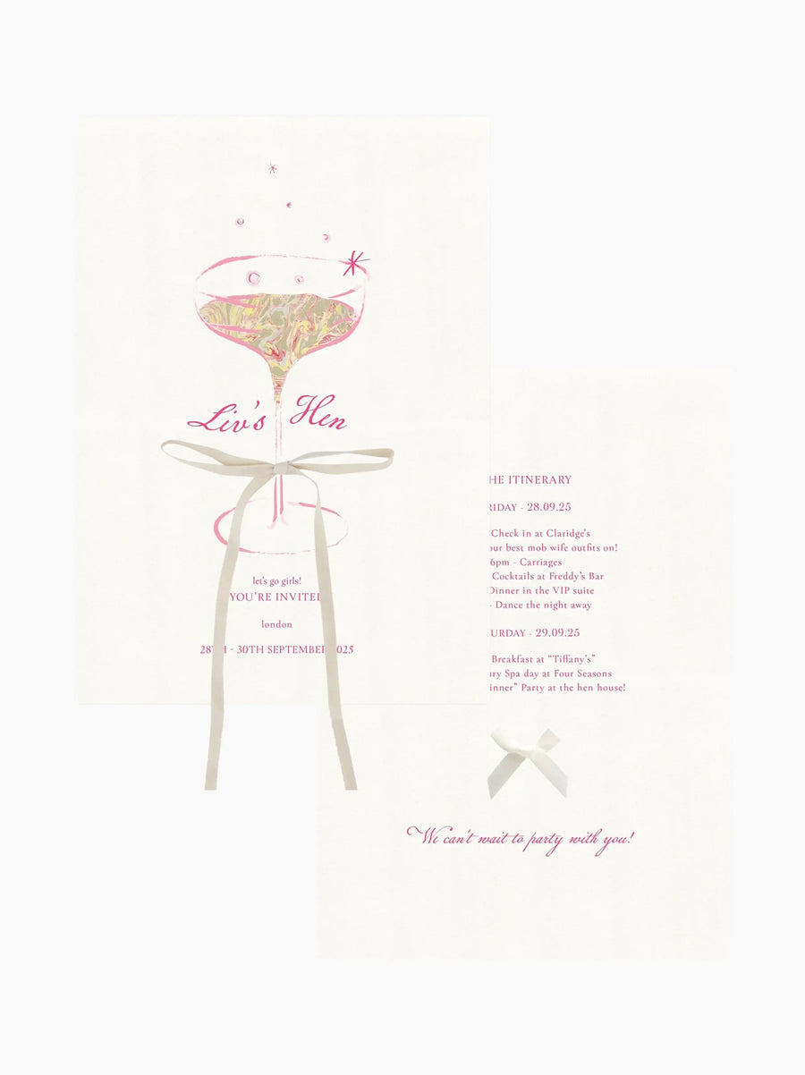 Pink Hen Party Invite Card
