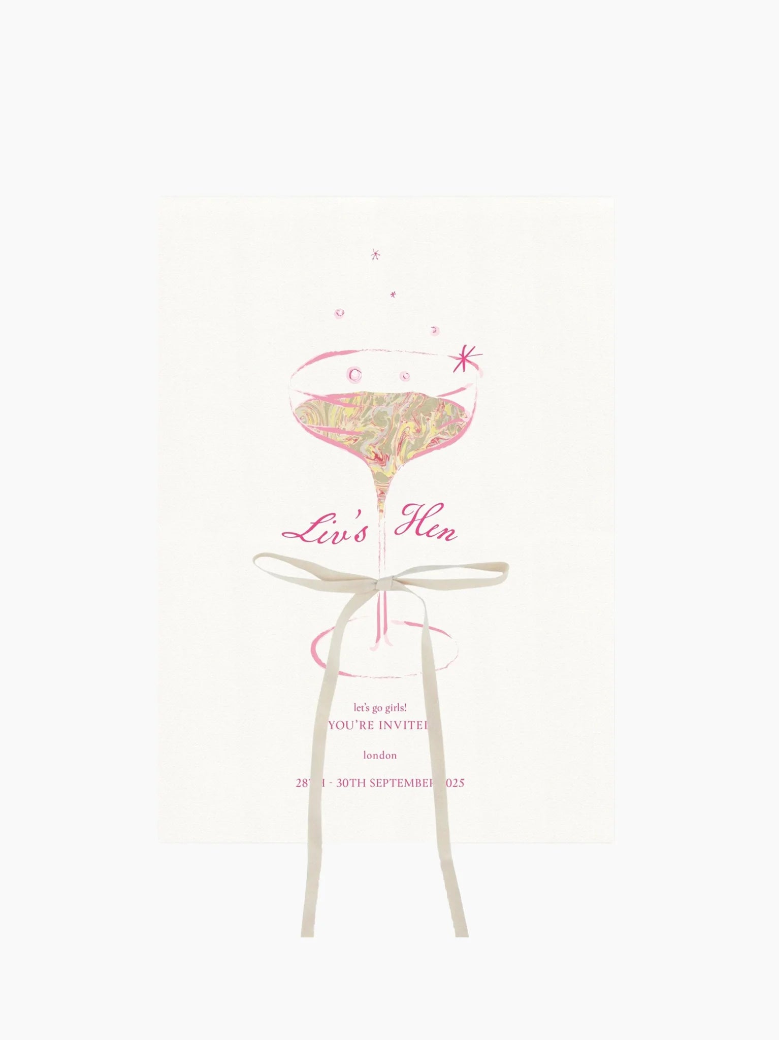 Pink Hen Party Invite Card