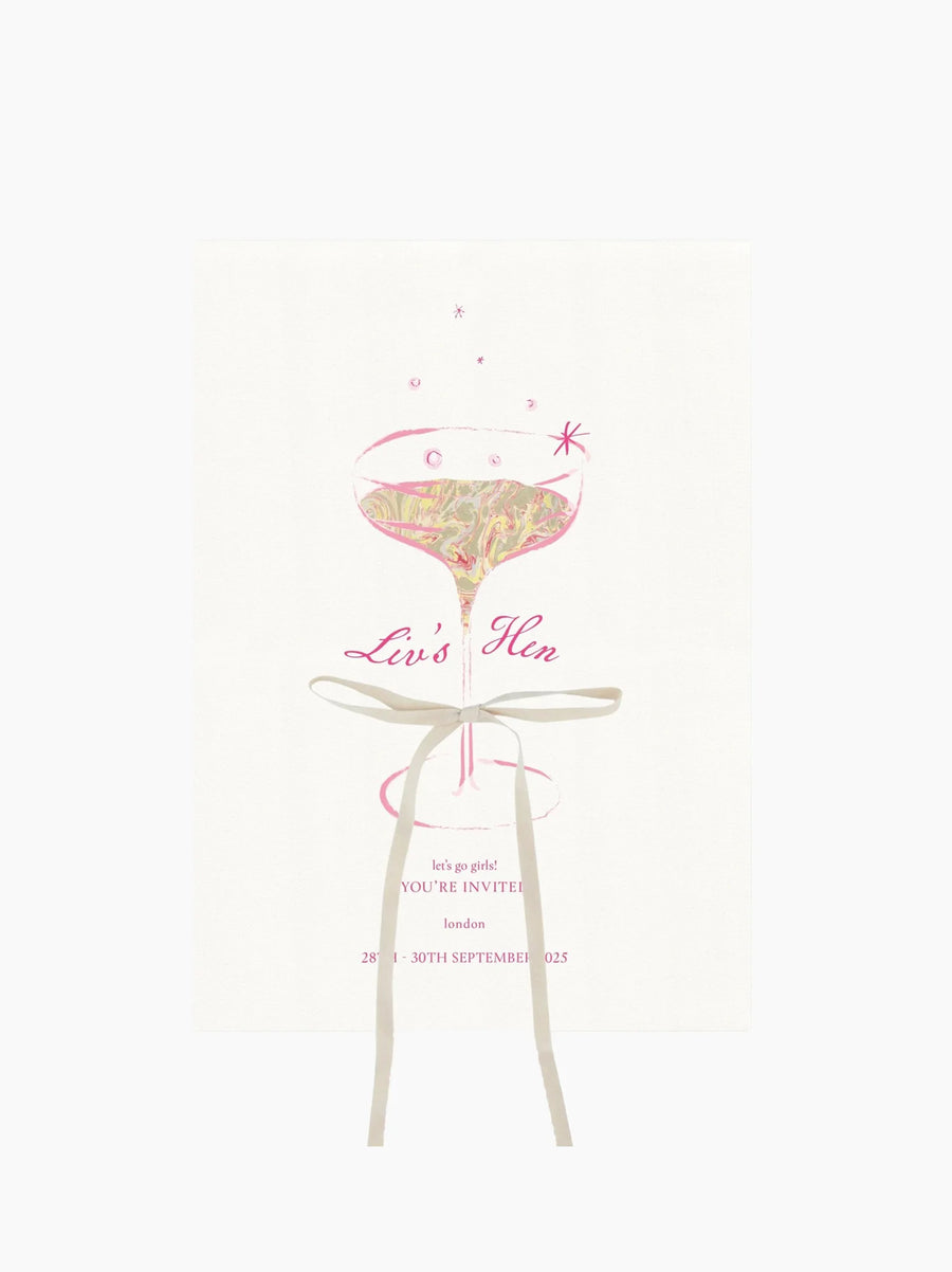 Pink Hen Party Invite Card