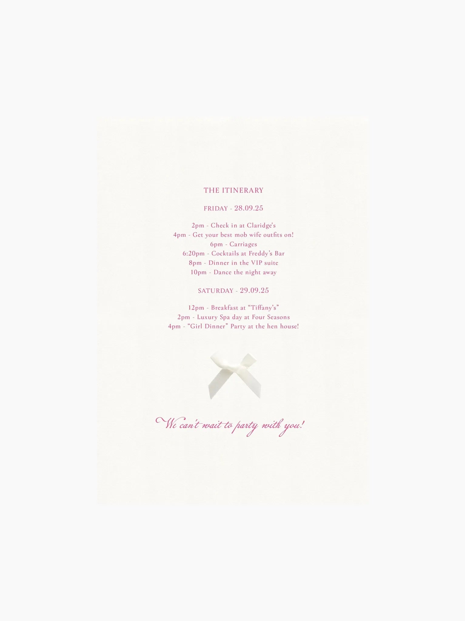 Pink Hen Party Invite Card