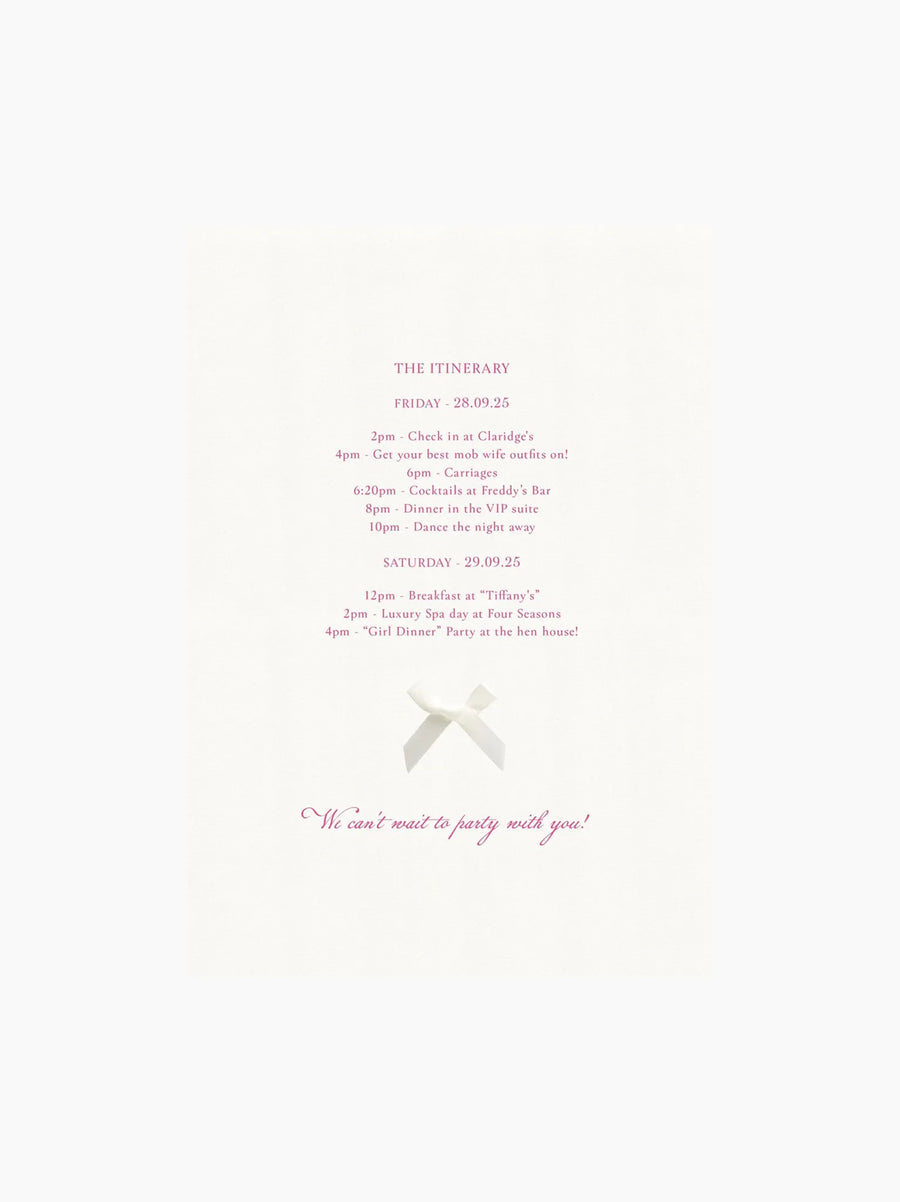 Pink Hen Party Invite Card