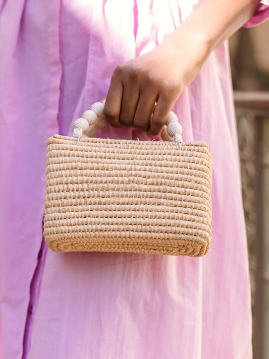 Cream Mini Basket Bag