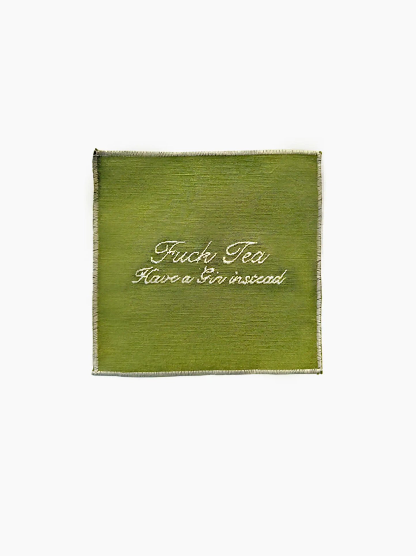 Green Embroidered Cocktail Napkins