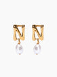Gold Pearl Letter Earrings