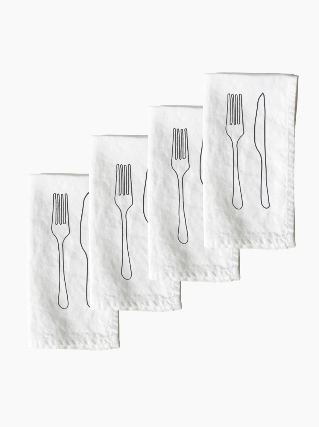 Embroidered Knife and Fork Napkins Set of 4