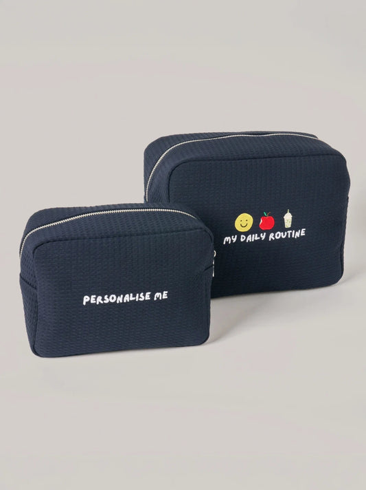 Personalised Navy Waffle Pouch