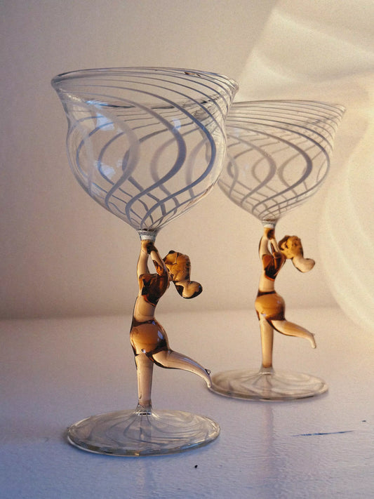 Art Deco Dancing Ladies Wine Glasses Set of 6