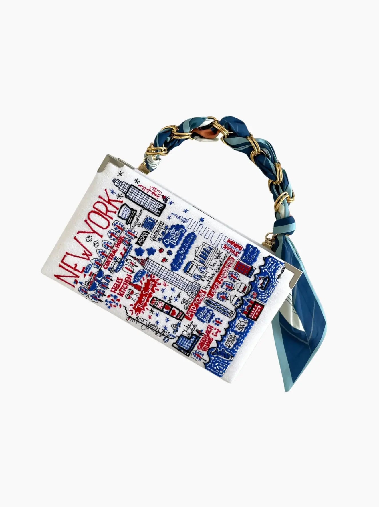 New York Embroidered Clutch