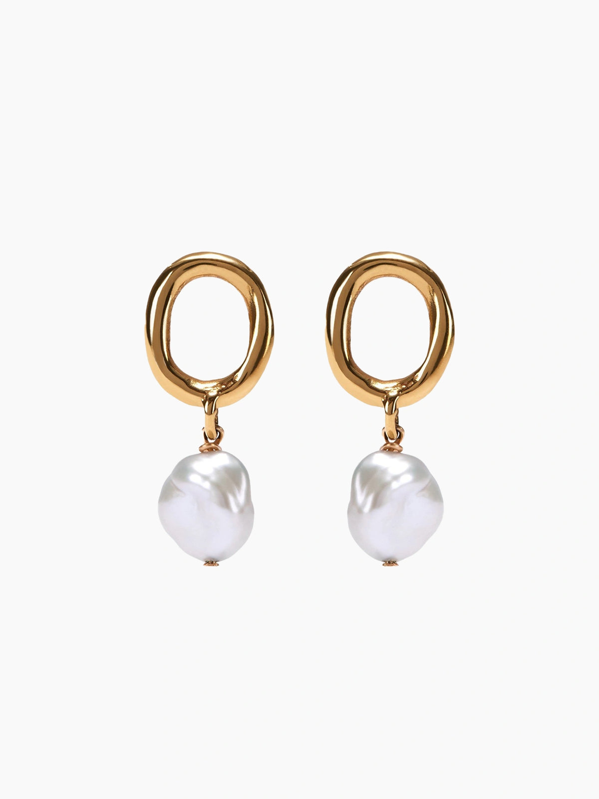 Gold Pearl Letter Earrings