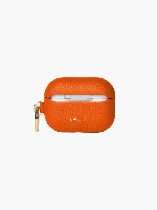 Orange Leather Airpods Case