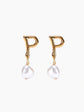 Gold Pearl Letter Earrings