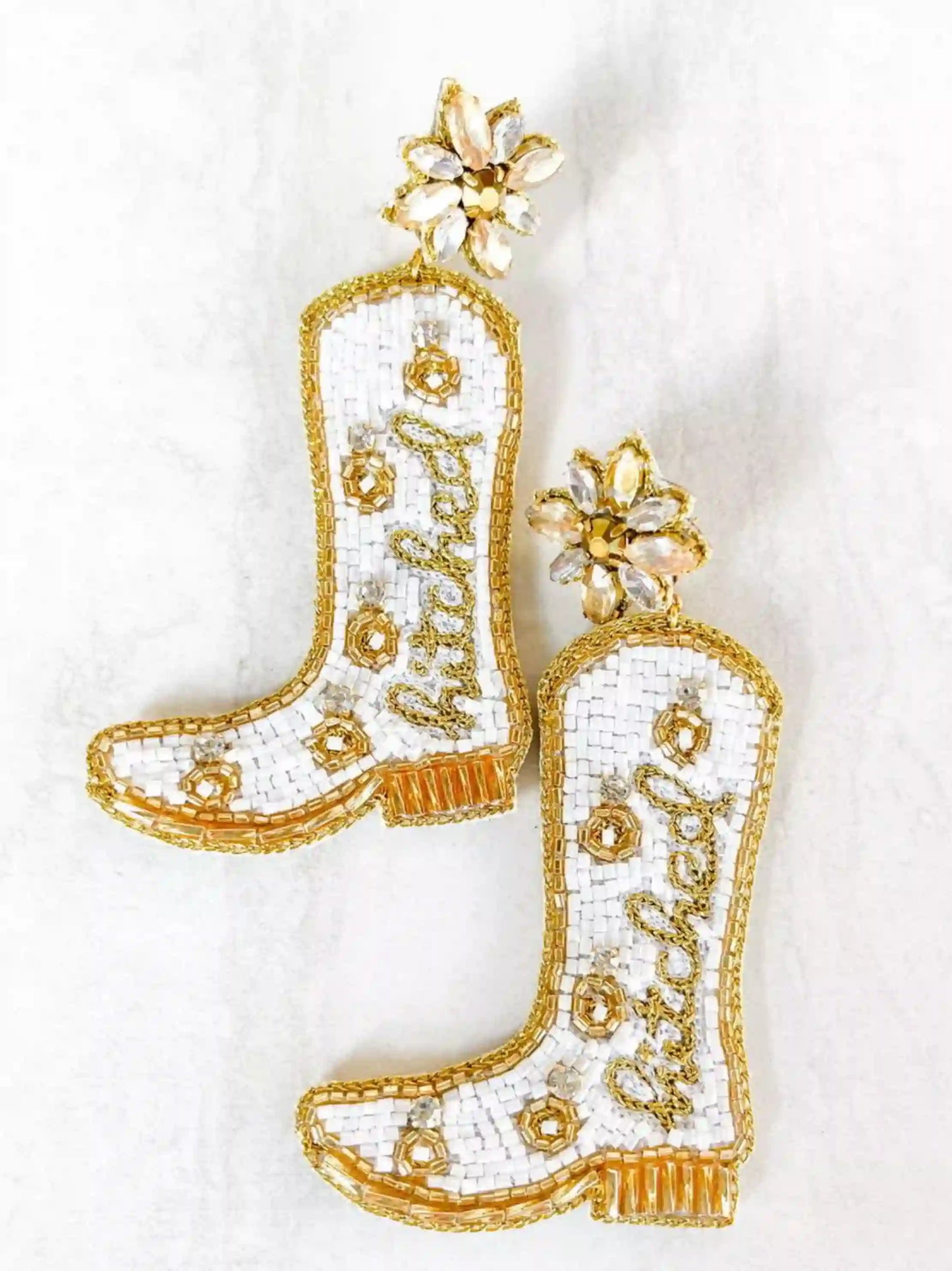Gold Hitched Boot Earrings