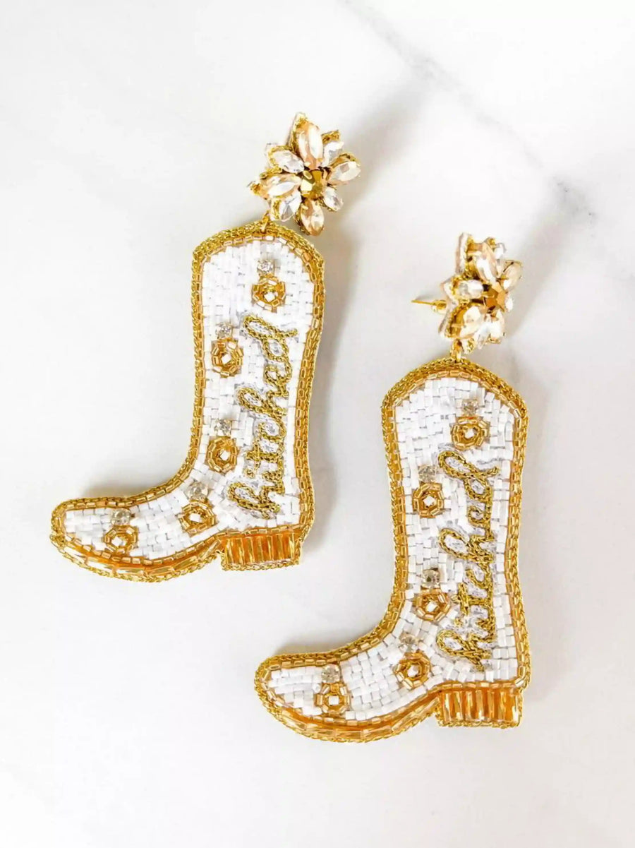 Gold Hitched Boot Earrings