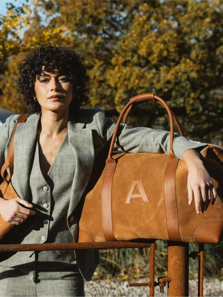 Personalised Suede Weekend Bag