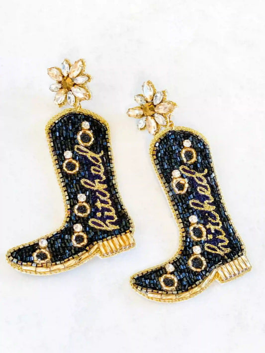 Black Hitched Boot Earrings