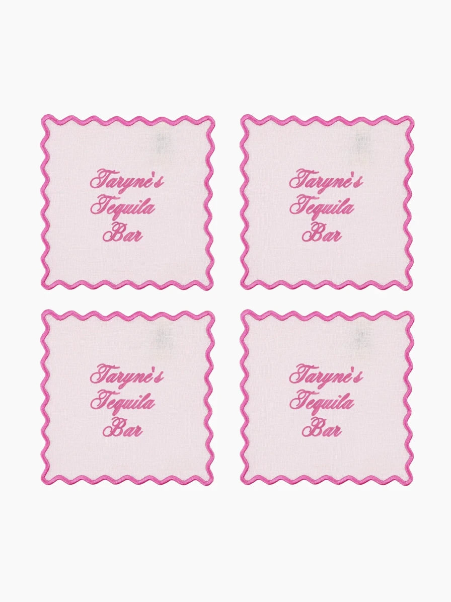 Personalised Square Cocktail Napkins Set