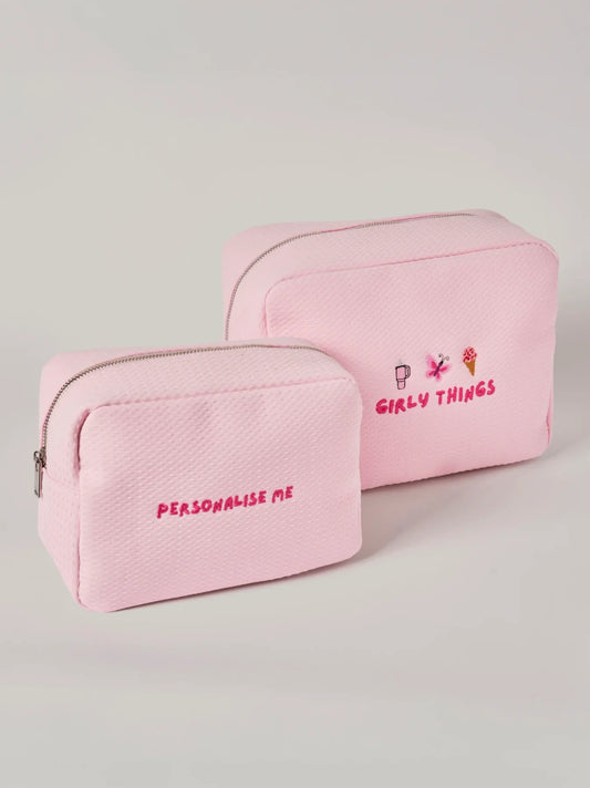 Personalised Pink Waffle Pouch