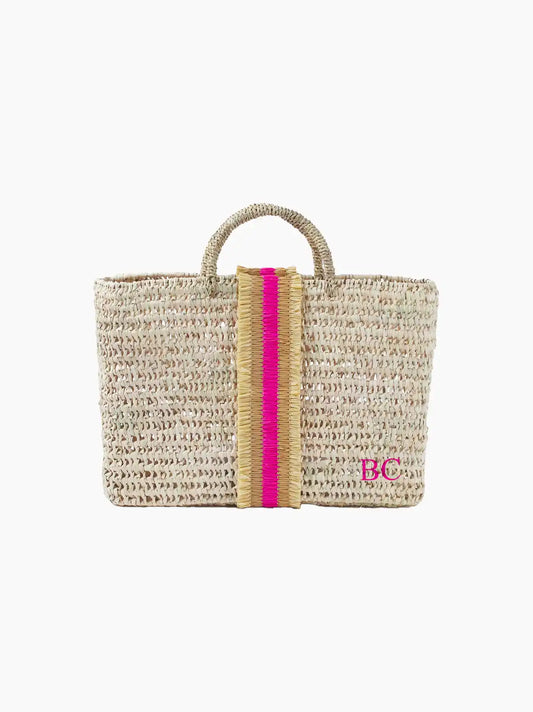 Pink Striped Basket Bag