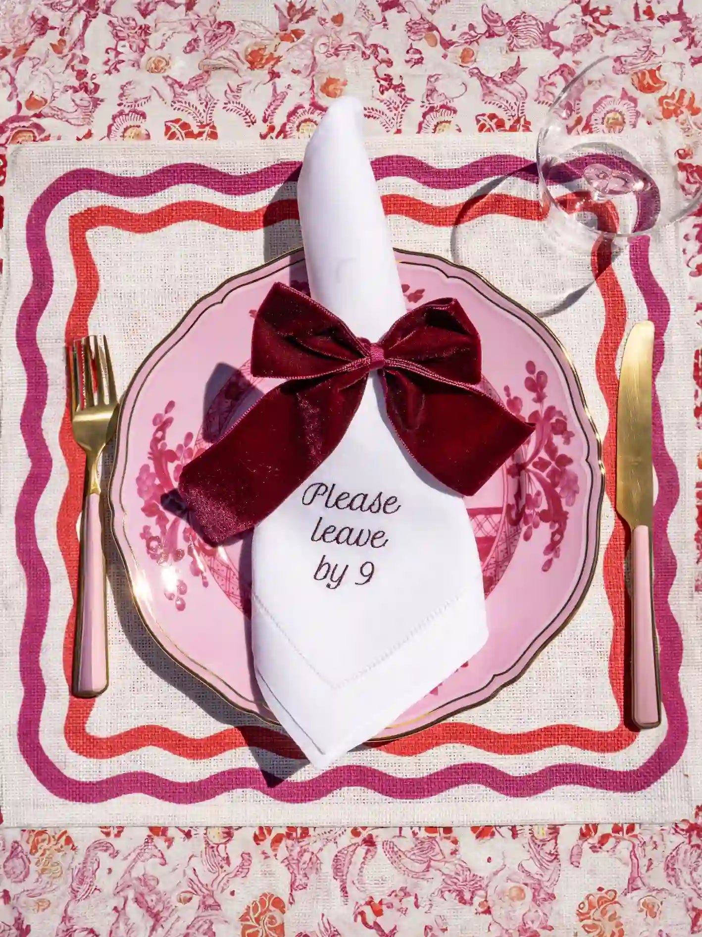 Please Leave By 9 Dinner Napkins Set of 12