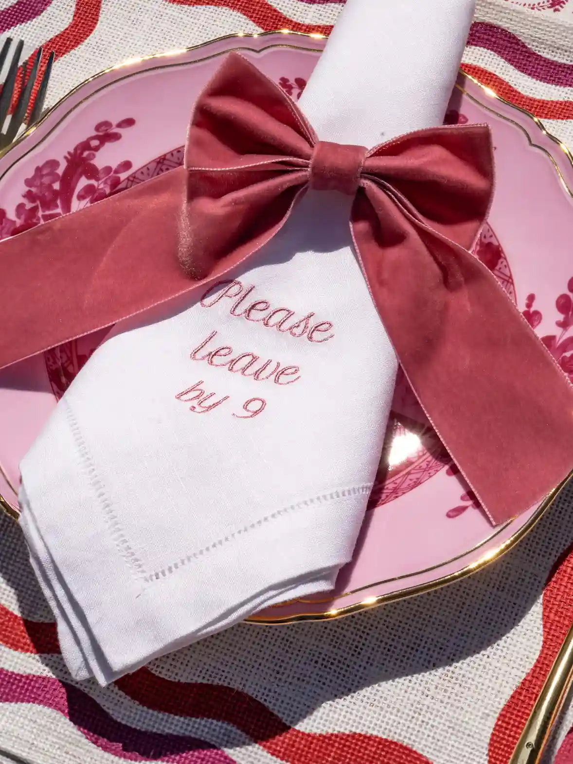 Please Leave By 9 Dinner Napkins Set of 12