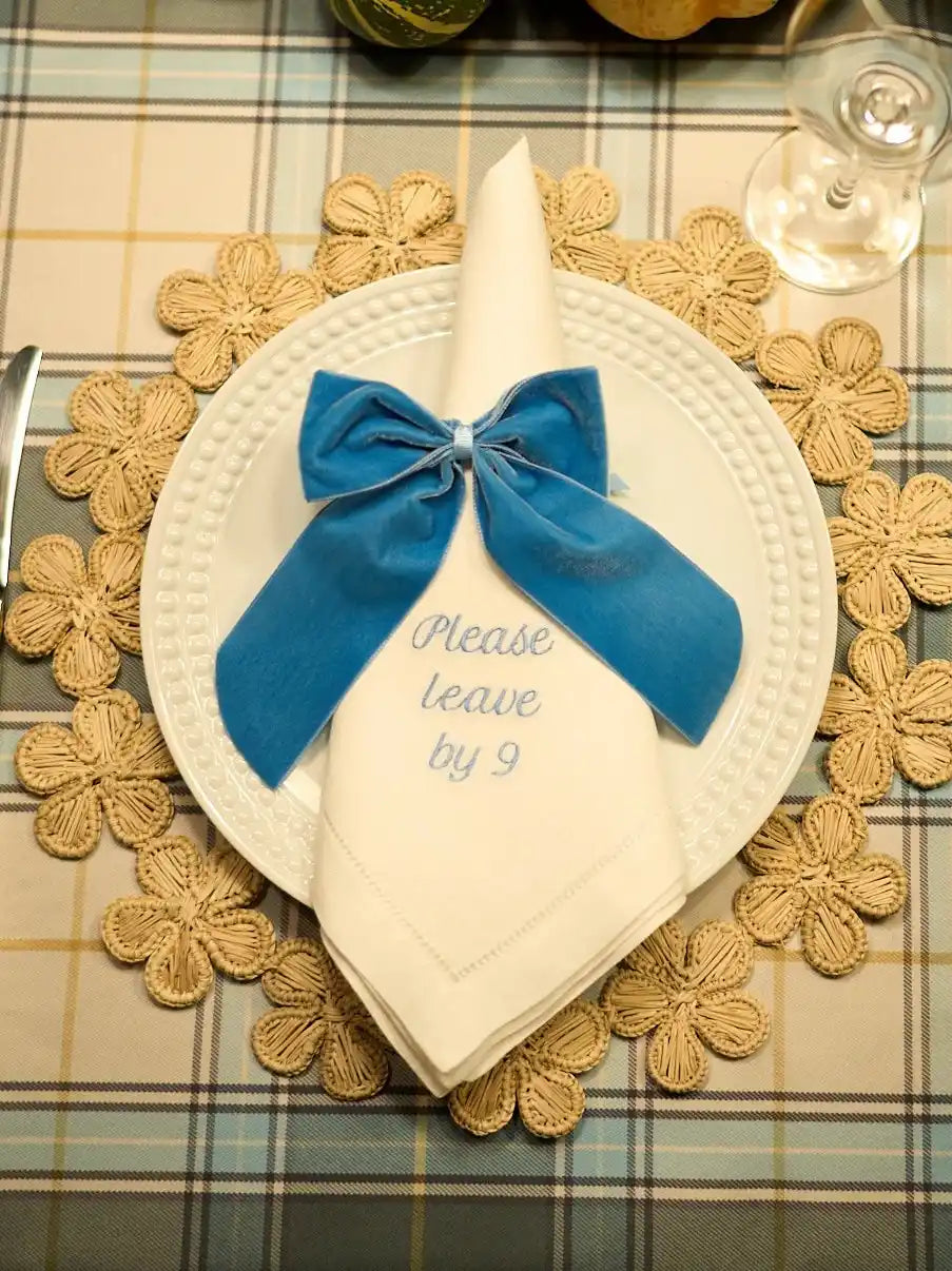 Please Leave By 9 Dinner Napkins Set of 12