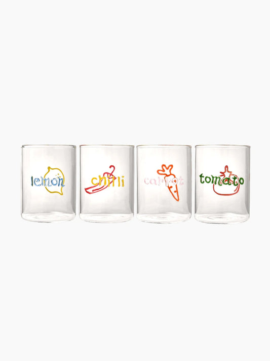 Farmers Market Glass Set of 4