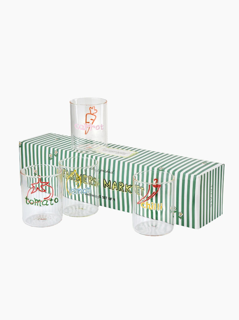 Farmers Market Glass Set of 4