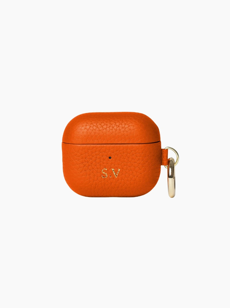 Orange Leather AirPods Case