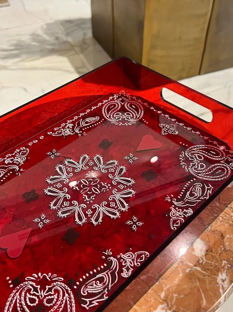 Red Paisley Tray