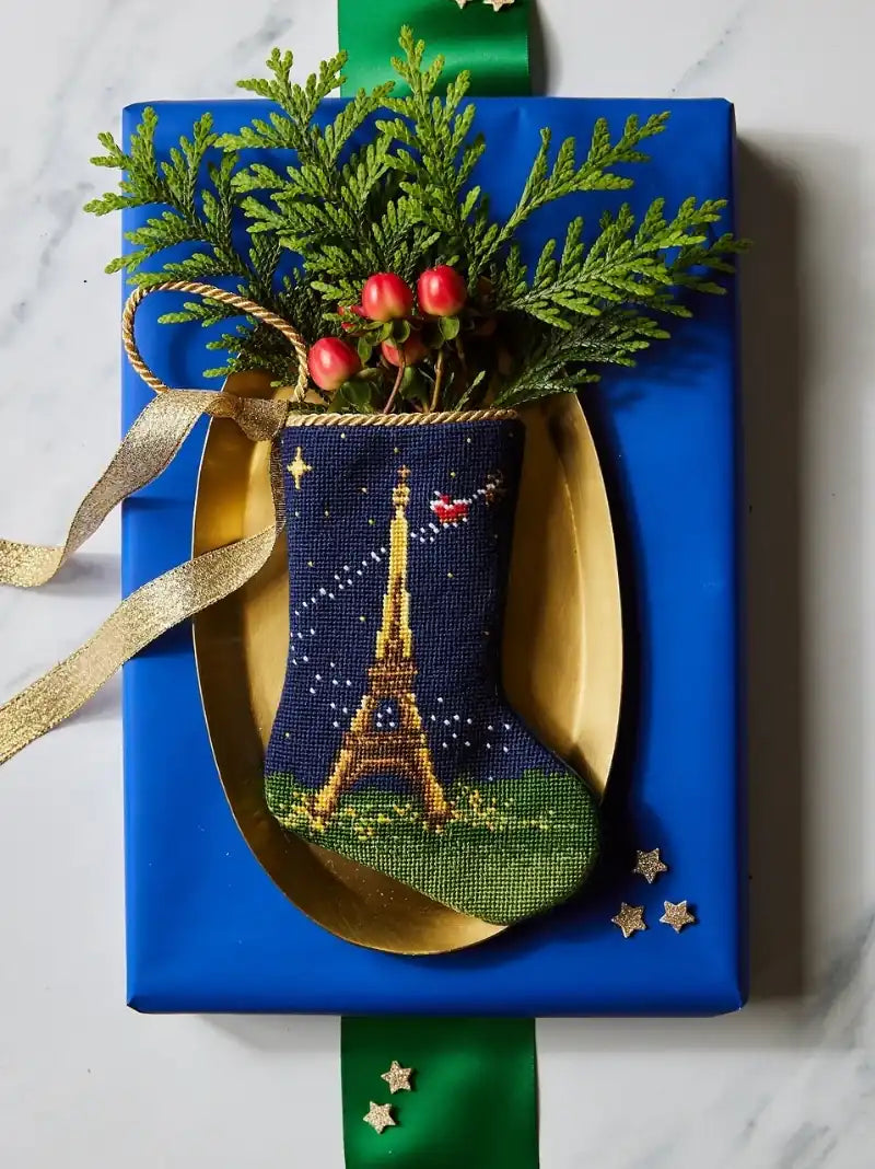 Santa in Paris Christmas Stocking