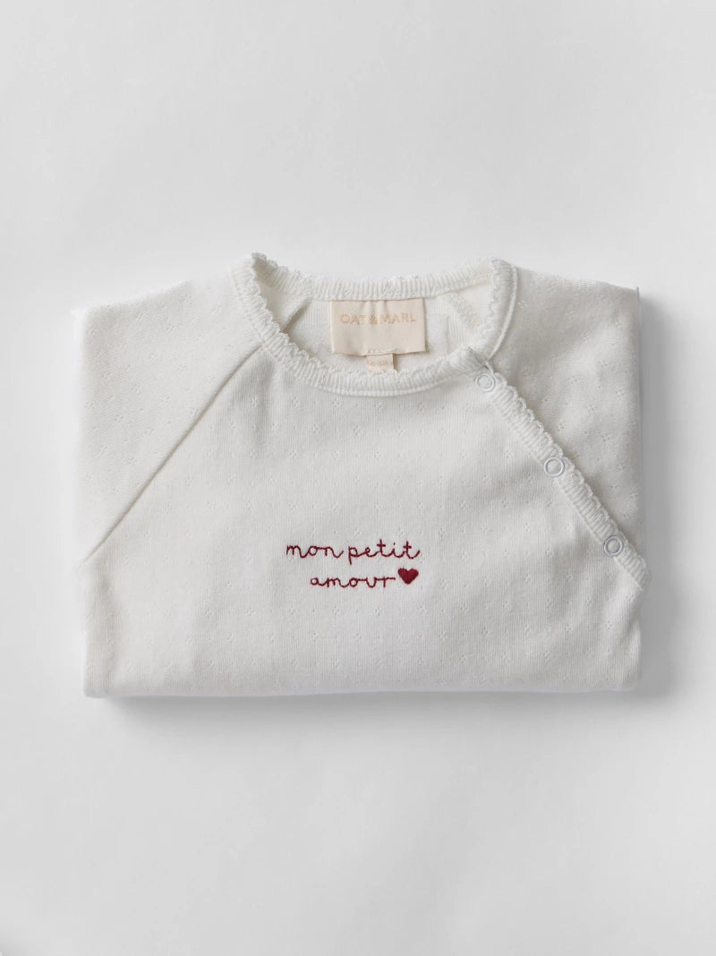 Pointelle Amour Sleepsuit & Hat Set