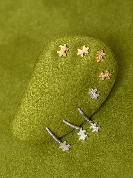 Gold Full Pavé Stud Earrings