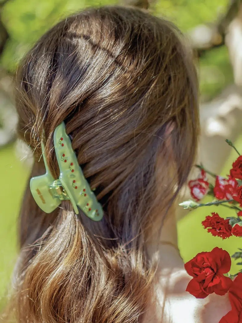 Cherry Green Hair Claw Clip