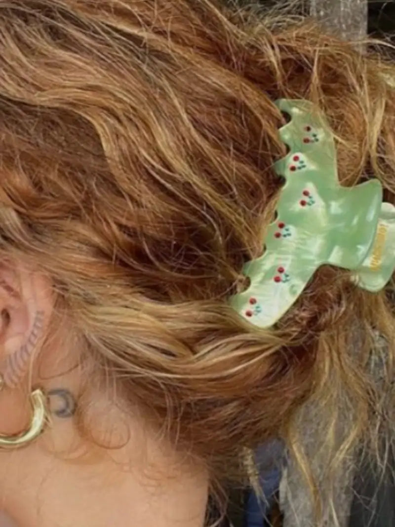 Cherry Green Hair Claw Clip