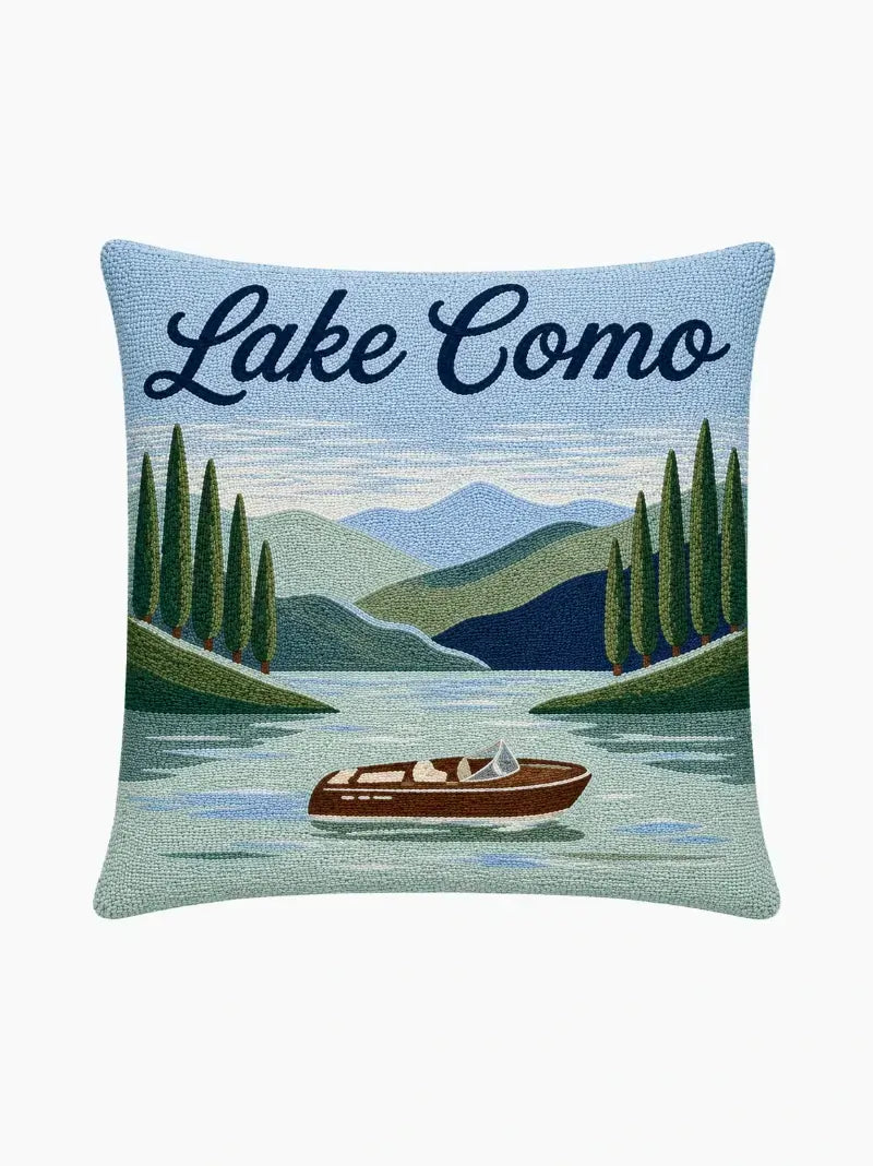 Lake Como Needlepoint Pillow