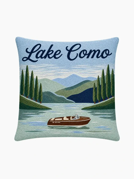 Lake Como Needlepoint Pillow
