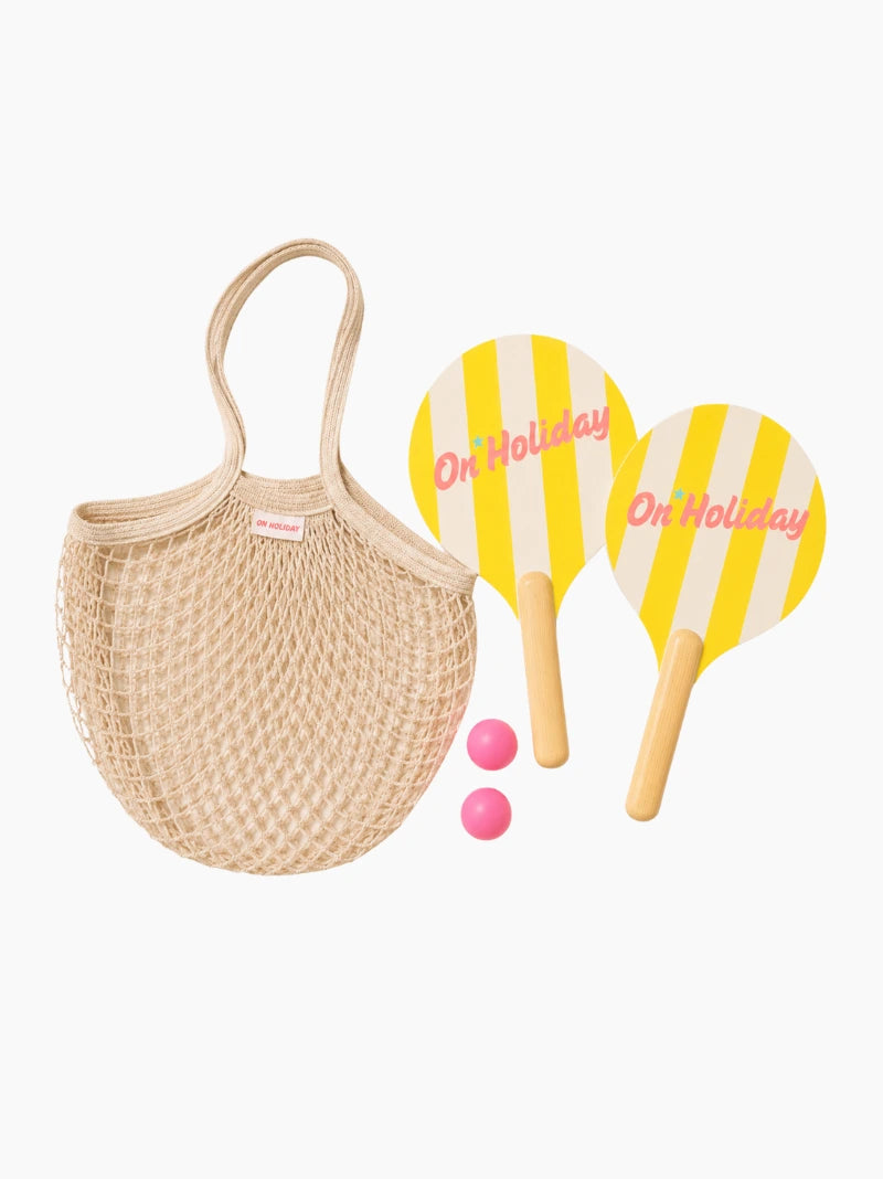 Yellow Stripe Beach Paddle Set