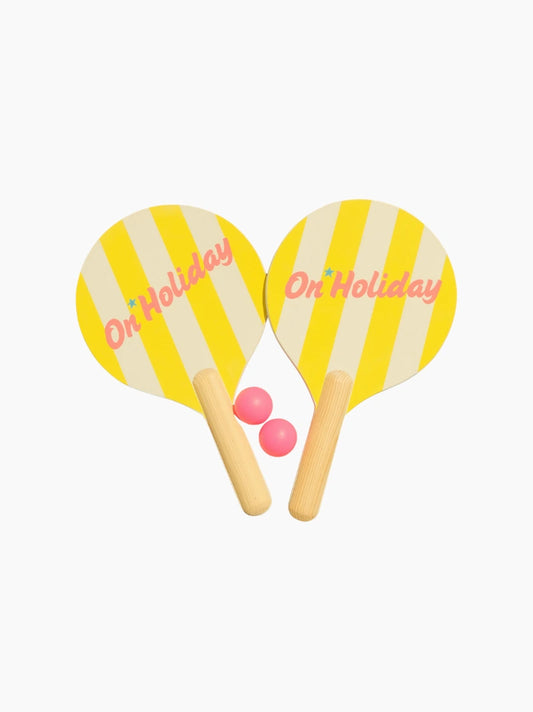 Yellow Stripe Beach Paddle Set