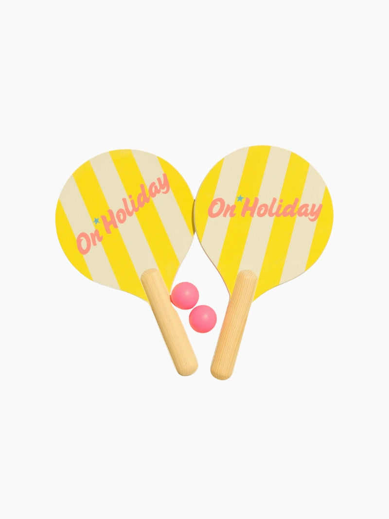 Yellow Stripe Beach Paddle Set