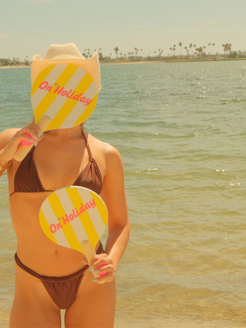 Yellow Stripe Beach Paddle Set