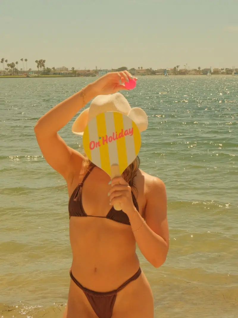 Yellow Stripe Beach Paddle Set